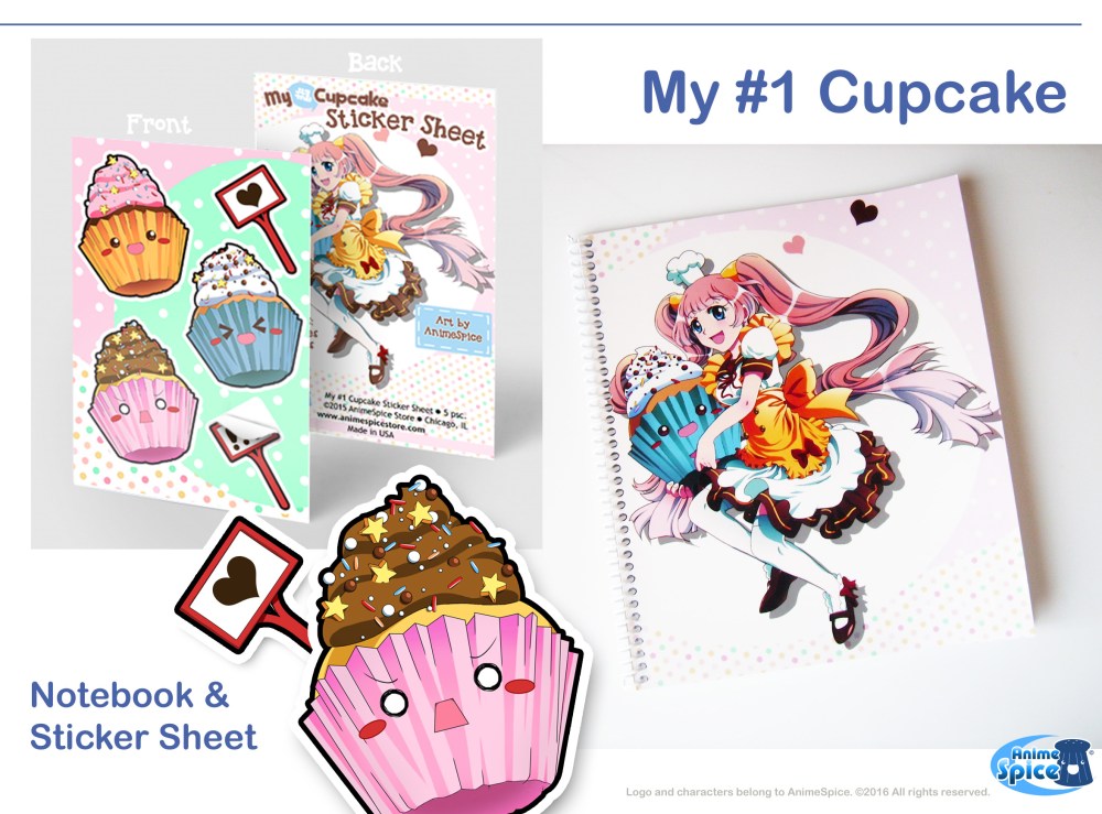 My1cupcake notebook and stickers